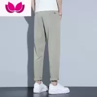 七斓夏季薄款小西裤男士韩版潮流宽松垂坠感直筒九分裤休闲长裤子