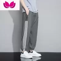 七斓裤子男夏季薄款冰丝大码青少年九分裤宽松加肥加大潮牌胖子束腿裤