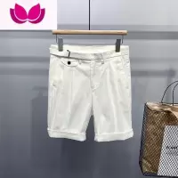 七斓夏季新款休闲短裤男复古意式双褶五分裤个性时尚潮流百搭中裤裤子