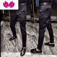 七斓春季新款男士休闲裤个性百搭简约后兜盖小脚裤商务舒适潮流直筒裤