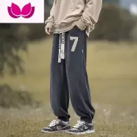 七斓美式裤子男春季宽松大码男裤运动束脚卫裤款休闲长裤男款潮牌