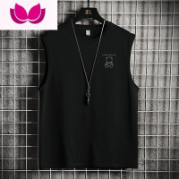 七斓夏季男士速干衣无袖背心潮流时尚印花冰丝薄款透气体恤衫潮流男装