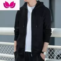 七斓卫衣男港风宽松休闲长袖开衫潮流学生纯色连帽外套春加绒