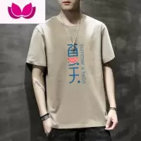 七斓潮牌夏季冰丝男短袖日系复古半袖男士冰感圆领潮流ins韩版修身T恤