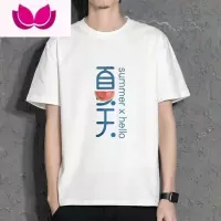 七斓潮牌夏季冰丝男短袖日系复古半袖男士冰感圆领潮流ins韩版修身T恤