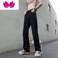 七斓欧美vibe风裤子男高街ins潮牌膝盖破洞牛仔裤男微喇修身长裤