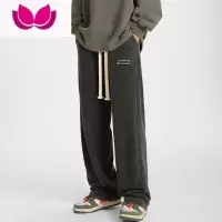 七斓水洗休闲裤男春季潮牌运动卫裤直筒垂感美式高街裤子