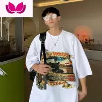 七斓短袖t恤男美式hiphop高街ins潮牌夏季宽松上衣服港风潮流百搭体恤