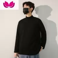七斓半高领绒德打底衫男加绒内搭卫衣男生中黑色男士冬季长袖T恤