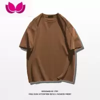七斓美式潮牌纯色情侣打底衫男vintage复古高街T恤宽松短袖上衣女