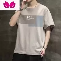七斓短袖t恤男士2023新款夏季宽松百搭上衣服圆领半袖体恤衫潮牌男装