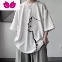 七斓设计感小众oversize短袖男夏季潮牌男生七分袖T恤华夫格半袖