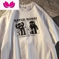 七斓夏季搞怪印花短袖t恤男士潮牌设计感小众宽松ins潮流半袖体恤上衣