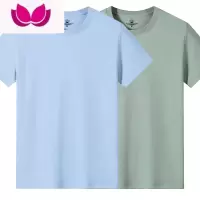 七斓短袖t恤男士圆领宽松大码纯色半袖新疆棉中青年打底衫潮