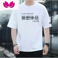 七斓夏季新款国潮港风潮牌薄款短袖t恤男圆领宽松百搭半袖体恤衫