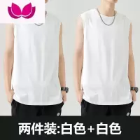 七斓纯色背心男士夏季运动宽松潮牌无袖坎肩薄款打底衫休闲短袖t恤男