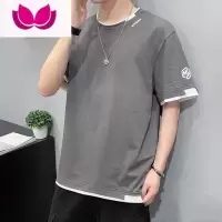 七斓t恤男短袖夏季新款韩版潮牌圆领假半袖ins潮宽松衣服男士体恤