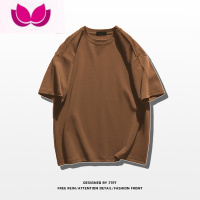 七斓hiphop欧美式高街短袖T恤男ins国潮牌纯色宽松圆领上衣女夏季