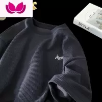 七斓300g华夫格短袖t恤男夏季oversize美式复古半袖体袖