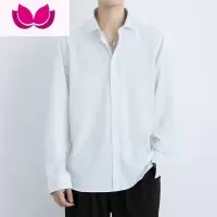 七斓长袖衬衫男士黑色高级感白色衬上衣痞帅休闲dk宽松大码外套内搭潮