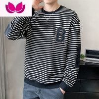 七斓条纹卫衣男款2023年新款潮牌ins圆领长袖冬季男士打底衫上衣