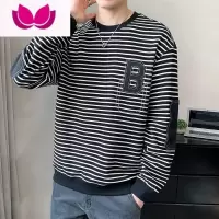 七斓条纹卫衣男款2023年新款潮牌ins圆领长袖冬季男士打底衫上衣