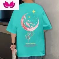 七斓港风短袖T恤男夏季ins潮流打底衫设计感宽松卡通半袖白色体恤