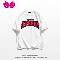 七斓美式高街个性字母印花短袖t恤男夏季潮牌设计感小众宽松上衣