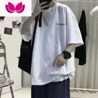 七斓t恤男短袖夏季设计感小众宽松潮牌衣服美式复古高街潮流半袖