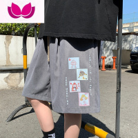 七斓夏季短裤男生5分宽松薄款外穿港风印花冰丝潮流休闲五分沙滩中裤