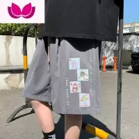七斓夏季短裤男生5分宽松薄款外穿港风印花冰丝潮流休闲五分沙滩中裤