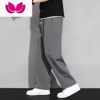 七斓冰丝裤子男士夏季薄款宽松直筒垂感西裤男生夏天潮牌运动休闲长裤