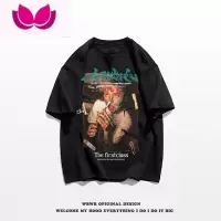 七斓vintage美式复古嘻哈卡通印花短袖T恤男ins潮牌街头宽松上衣
