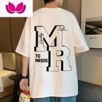 七斓夏季字母短袖T恤男潮牌美式宽松体恤潮流薄款半袖设计感衣服t