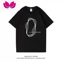 七斓SMILPEACE不规则旋转线条短袖t恤男女夏季宽松体恤国潮牌休闲半袖