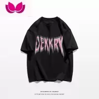七斓欧美式街头hiphop短袖t恤男ins潮牌夏季宽松字母印花情侣上衣
