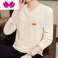 七斓男士长袖t恤2023新款加绒v领打底衫内搭潮流百搭体恤上衣服