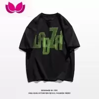 七斓vintage欧美式复古风短袖t恤男ins潮牌字母印花高街上衣