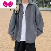 七斓ins潮牌灯芯绒衬衫男长袖潮流百搭春季宽松韩版情侣休闲衬衣外套