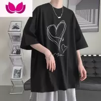 七斓夏季短袖t恤男潮牌小众设计感简约半袖宽松oversize五分体恤