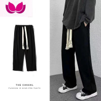 七斓手工编织抽绳卫裤男宽松直筒ins大码阔腿裤潮流加绒休闲裤子