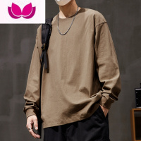 七斓260g新疆宽松纯色打底衫白色长袖t恤男内搭卫衣潮牌