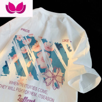 七斓300g樱花t恤男短袖潮流夏季大码高级感情侣美式oversize半袖