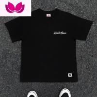 七斓美式西海岸oversize花体字母男女情侣宽松小众设计男短袖t恤