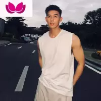 七斓230g汗衫背心男生夏季纯色美式复古运动宽松无袖t恤上衣