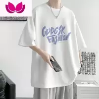 七斓短袖t恤男士夏季五分袖2023新款潮牌ins宽松半袖衣服男装