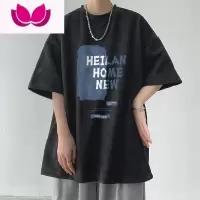 七斓短袖t恤男夏季款美式复古潮牌上衣服百搭宽松半袖体恤衫