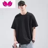 七斓落肩250gt恤男宽松白色圆领内搭上衣加肥加大码纯色