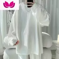 七斓轻熟风高级感白色长袖t恤男士潮牌ins春季oversize打底衫上衣大码