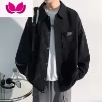 七斓港风灯芯绒长袖衬衫男新款大码日系衬衣外套潮牌休闲上衣服